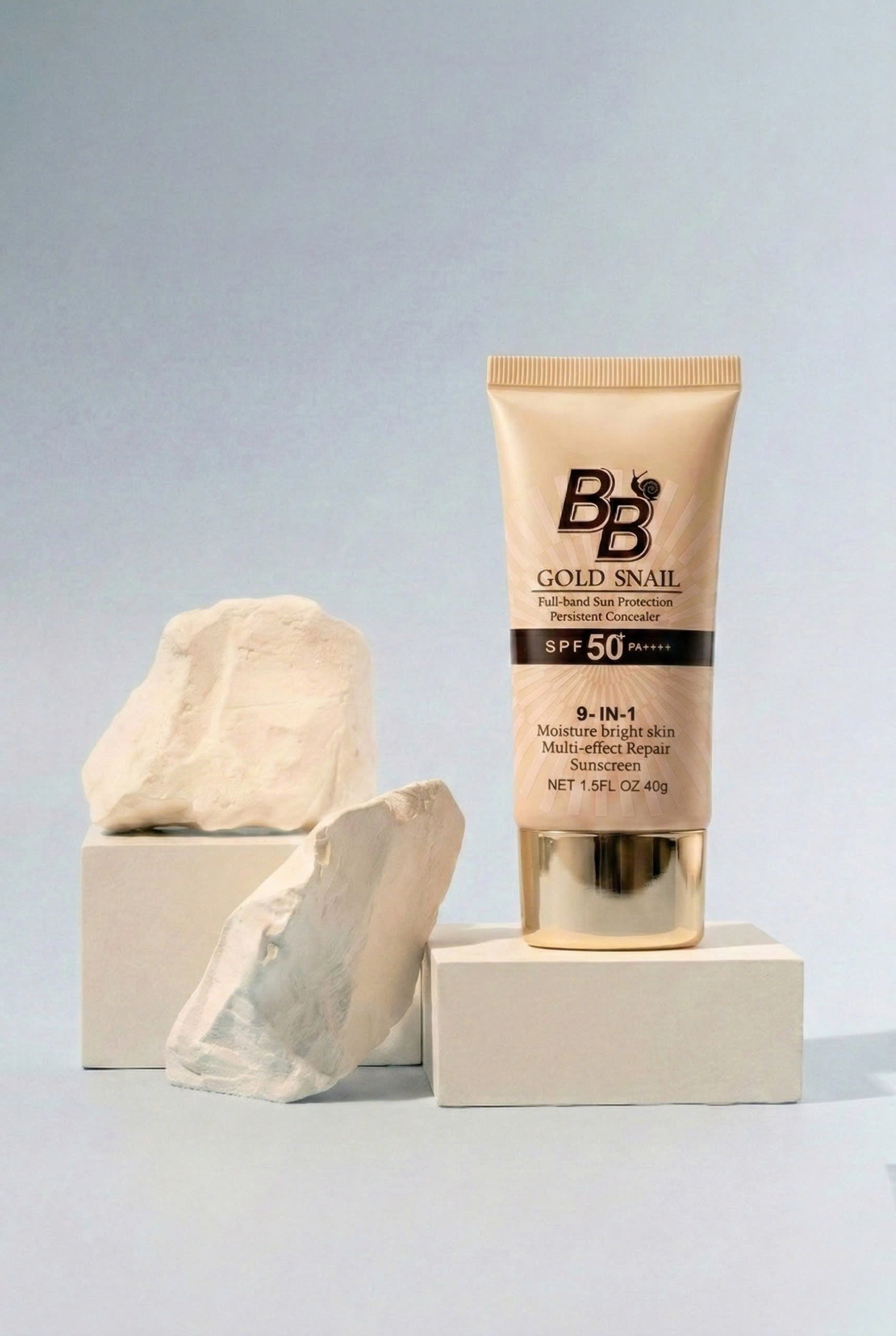 BB Cream SPF 50+ con Caracol Dorado – Base Iluminadora de Larga Duración